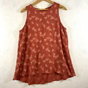 Womens Textured Floral Burnout Tunic Tank Top Sz S Oversized Boho Cottage Swing